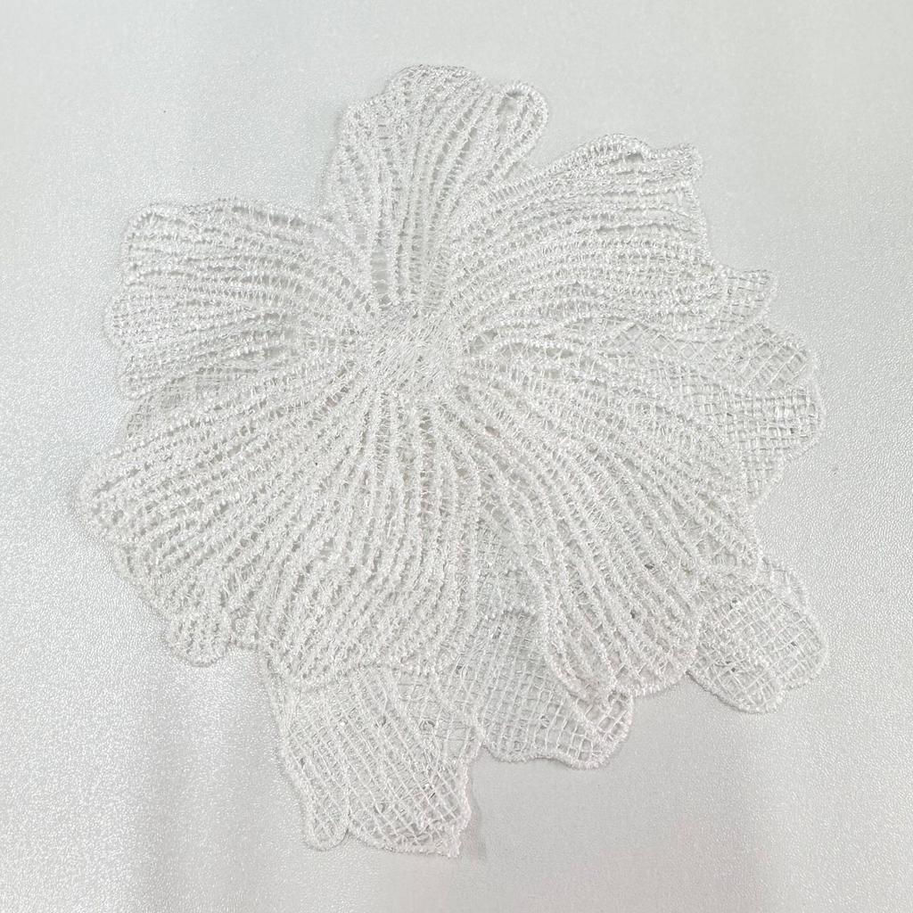 White Mesh Double-Layer Three-Dimensional Flower Bead Corsage Lace Clothing Wedding Dress Decorative Cloth Sticker