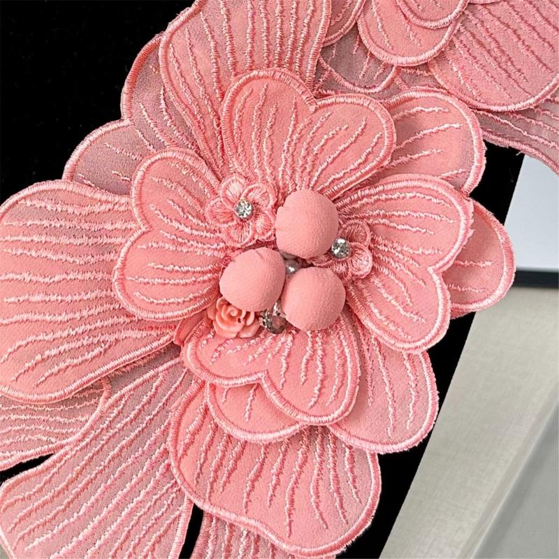 Polyester Flower Brooch Pin 3D Flower Pin Polyester Brooch Elegant Lapel Pin Wedding Dress Corsage for Daily Party Wear