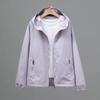 

Women s Spring and Summer Solid Color Hooded Zipper Jacket Loose Casual Windbreaker Jacket XS