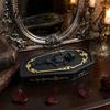 Vintage Bone Texture Box Gothic Skull Casket Jewelry Box, Resin Spooky Storage Figurine for Decorative Trinket Container Rings, Halloween Dark