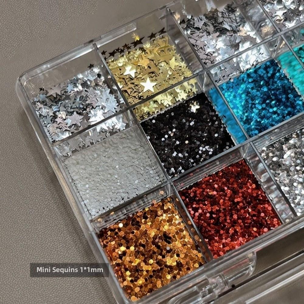 12 Grids/Box Nail Art Sequins Kit Mixed Shape DIY Nail Embellishments Manicure Accessories