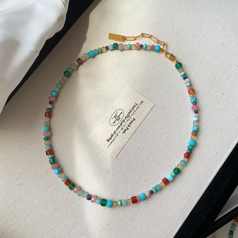 

Art Glass Beaded Choker Necklace, Handmade Indie Aesthetic, Light Luxury & Ethereal Ins Style no specifications
