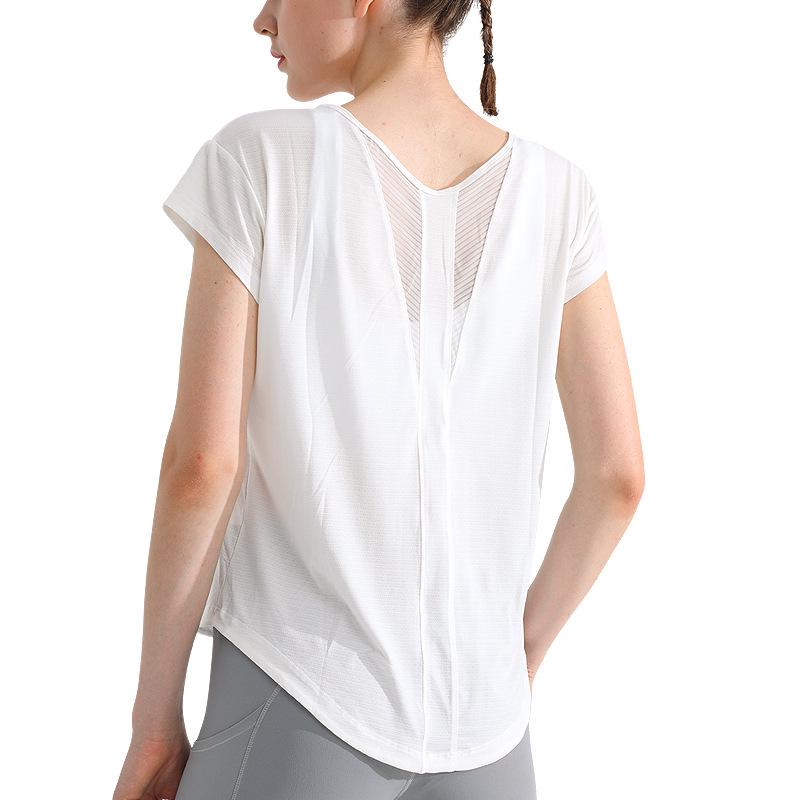 Damen Schnelltrocknendes Atmungsaktives Yoga- und Lauf-T-Shirt - Locker Figurschmeichelndes Kurzarm-Oberteil