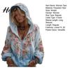 Windproof Neck Protection Top Women Tops 3D Flower Decor Hooded Zipper Sweatshirt Long Autumn Winter Warm Sleeve Loose Fit Casual Sporty Outerwear