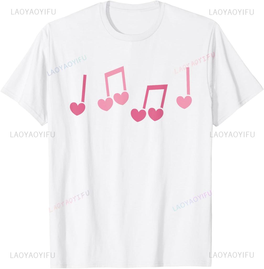 Valentines Day Hearts Music Note Musician Cute Music Teacher TShirt Unisex Summer Streetwear Tops Camisas Streetwear