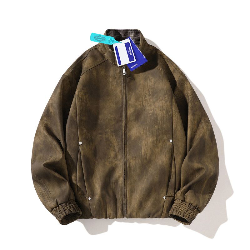 Wassup American High Street Retro Lapel Leather Jacket Men's Loose Biker Cool Autumn and Winter High-End Jacket