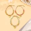 Boho Style Stainless Steel Double Layer Bracelet With Natural Stone Beads Heart Charm Women