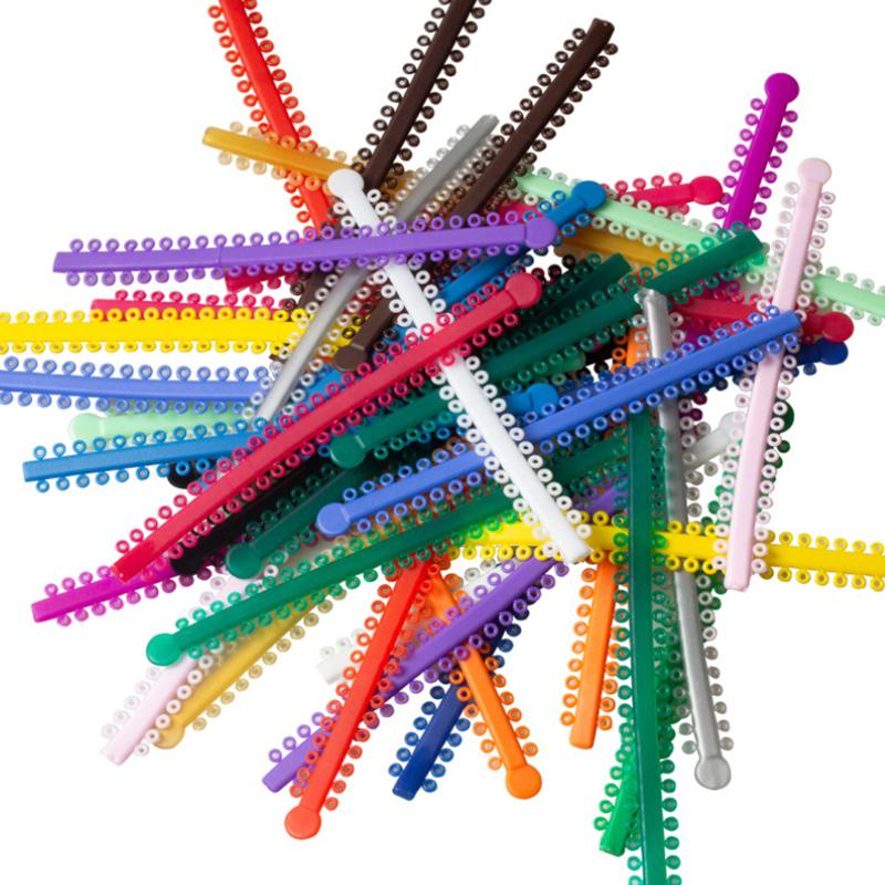 20 Stick Dental Elastic Ligature Ties Bands For Dentist Braces Multicolour Long-Style Dental Treatment Material