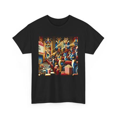 Unisex Erwachsenen T-Shirt Katze Kino Art Deco Atomare Katze Retro Kino Theater Tee