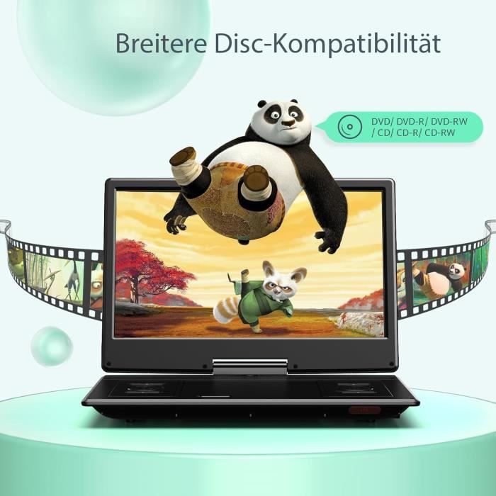 Lecteur dvd portable - yoton - 16 - écran pivotant hd 14 - 4-6 heures de lecture - mémoire intelligente