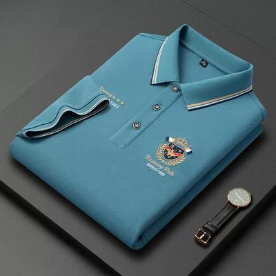 Trend Hub Nové pánské ležérní polo tričko s krátkým rukávem s výšivkou Módní jednobarevný top