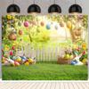 2D Easter Photo Booth Backdrop, Spring Garden with Bunnies & Floral Photography Background