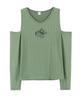 WHIMSY MIND Off-Shoulder Butterfly Pin Embroidered Top_Green