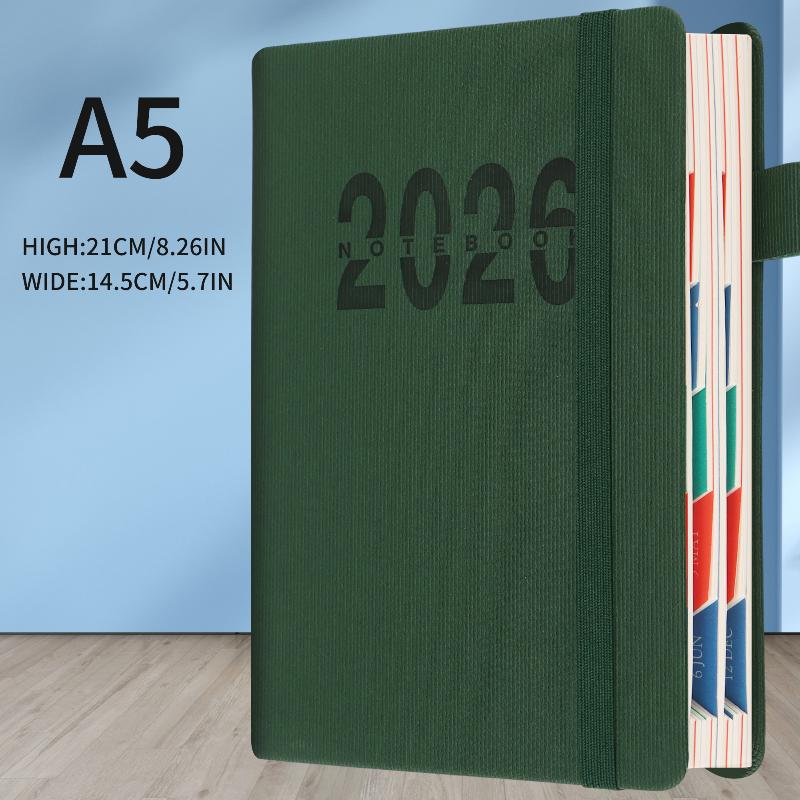 2026 Tages-Monatsplaner Mit Farbigen Monatsmarkierungen Hardcover Leder Tagesplaner 400 Seiten Datiert Für Tägliche Planung