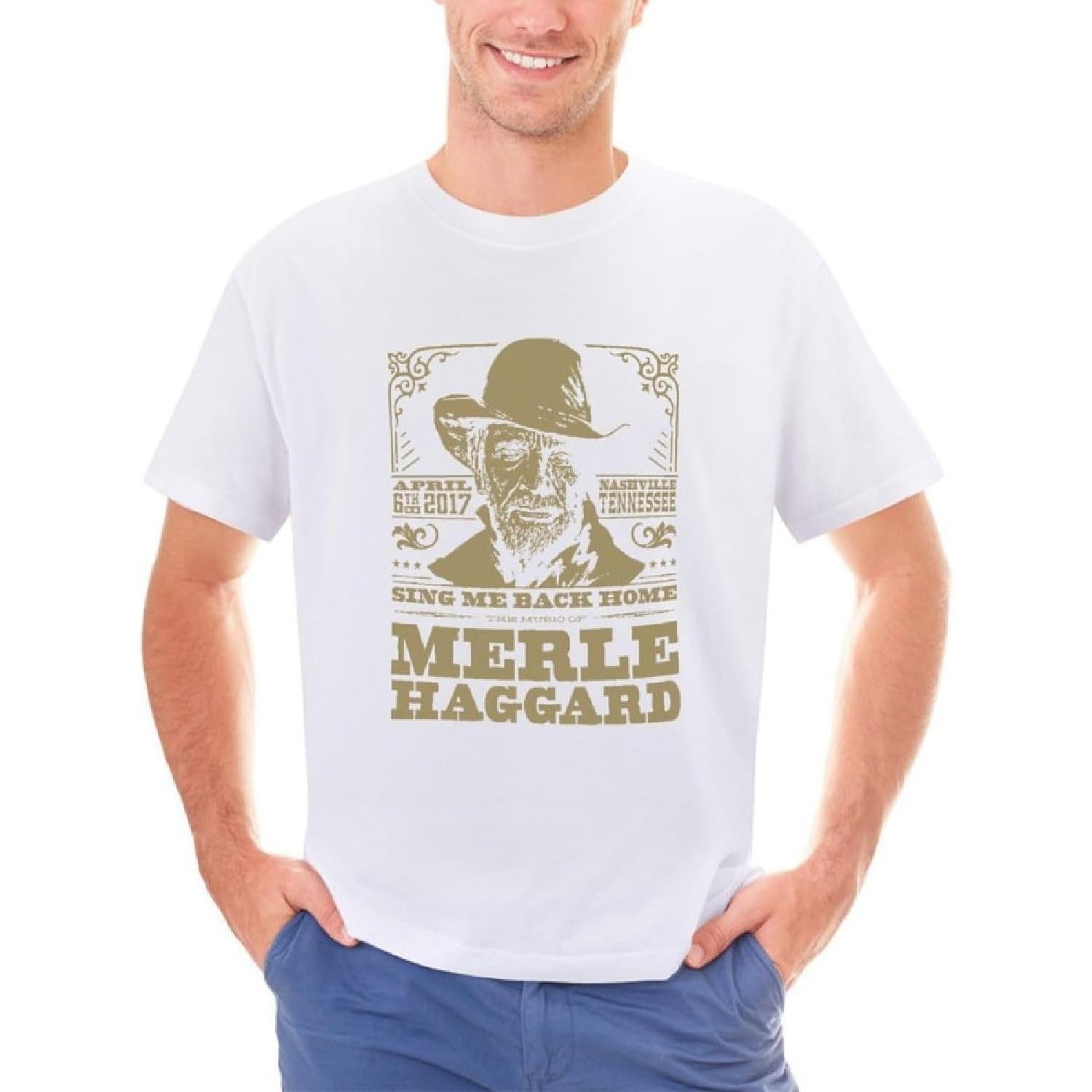 LeaHy Men s T-Shirts Merle Haggard Cotton T Shirt Short Sleeve Top Tee(1) S