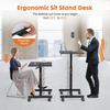 Small Mobile Rolling Standing Desk - Overbed Table, Teacher Podium with Wheels, Adjustable Work Table, Rolling Desk Laptop