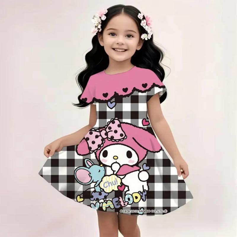 Sanrio New Summer Girls Dress Hello Kitty 3D Printed Fashionable Cartoon Cute 110