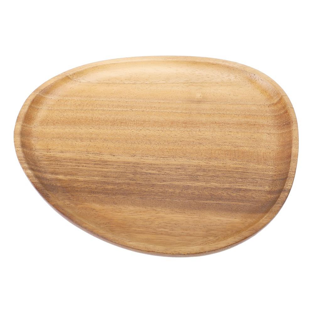 Stevig Hout Houten Dienblad Glad Gepolijst Houttextuur Serveerblad Praktisch Onregelmatige Vorm Voedselplateau Eettafel