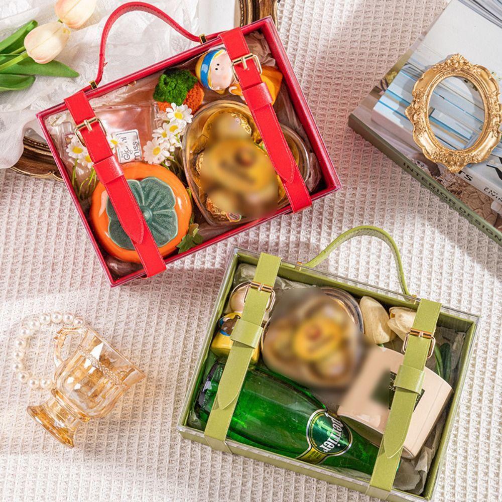 Light Luxury Transparent Gift Box Visible Windows Handheld Wedding Candy Packaging Box Acrylic with Handle Storage Case Friend