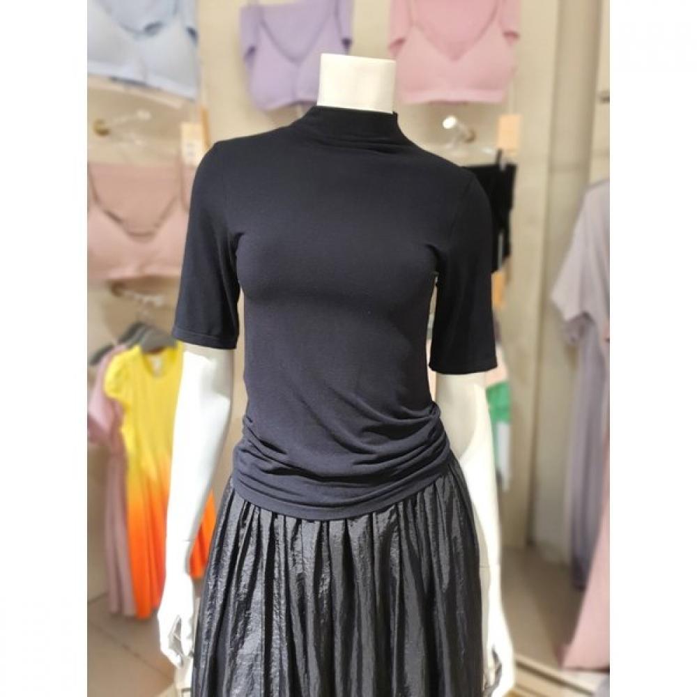 2nd Skin Modal 5 Sleeve Mock Neck Short Sleeve Top 2 Colors Newst3100