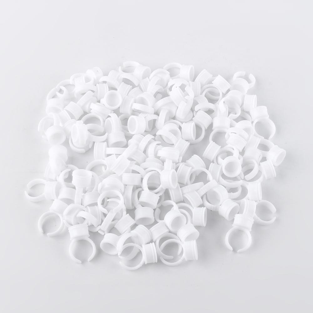 100pcs Disposable Glue Ring Pallet Holder for Eyelash Extension White Plastic Glue Pallet Tatt
