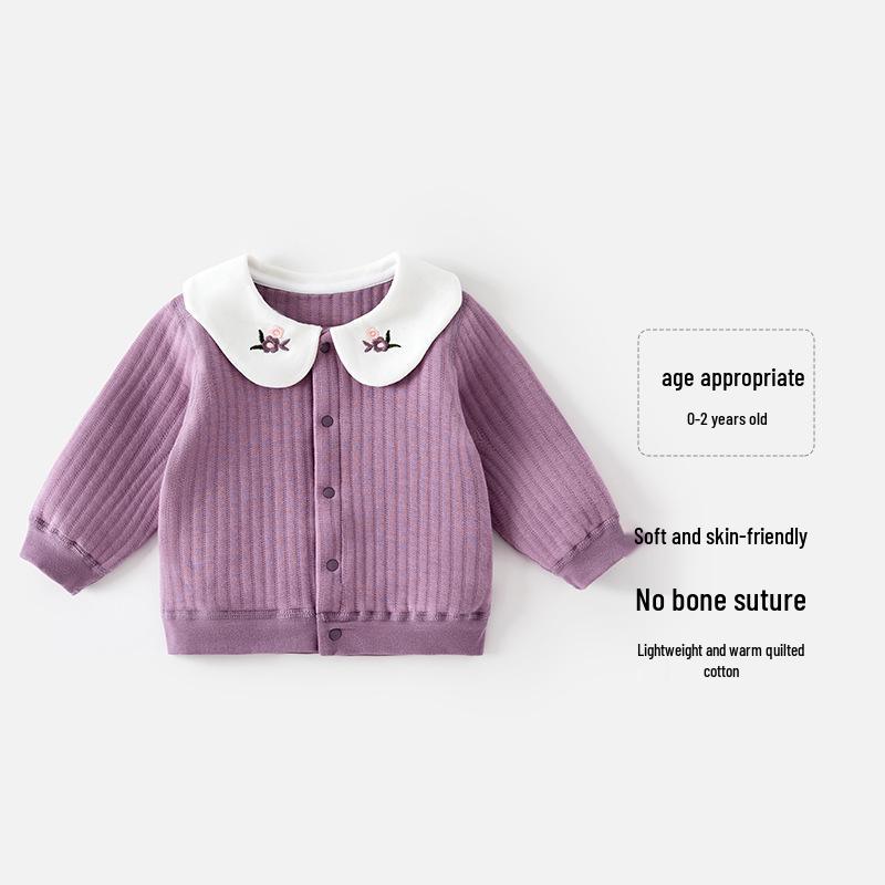 Gesteppter Herbst-/Winter-Cardigan für kleine Mädchen - Niedlicher, warmer, kurzer Mantel für Ausflüge