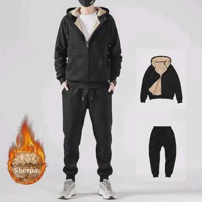Chaolun Men's Lambskin Sports Suit: Autumn/Winter Velvet Thickened Hoodie & Sweatpants for Outdoor Leisure