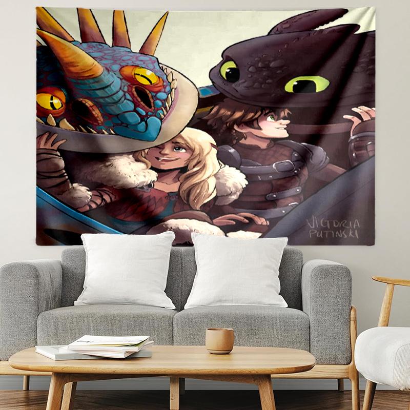 How to Train Your Dragon Print Tapestry, Lightweight Wall Hanging, for Bedroom, Dorm, Living Room, Home Art Decor, Birthday Christmas Gift for Friends