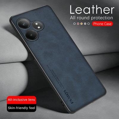 Lambskin PU Leather Matte Case For Realme GT 6T GT6 Shockproof Silicone Soft Frame Back Cover for Realme GT Neo 6 SE Shell