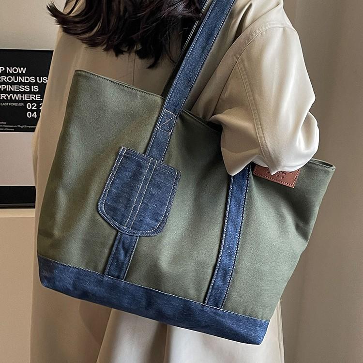 Canvas Große Tasche Damen Neue Lässige Schultertasche Große Kapazität Klasse Pendlertasche Tragetasche