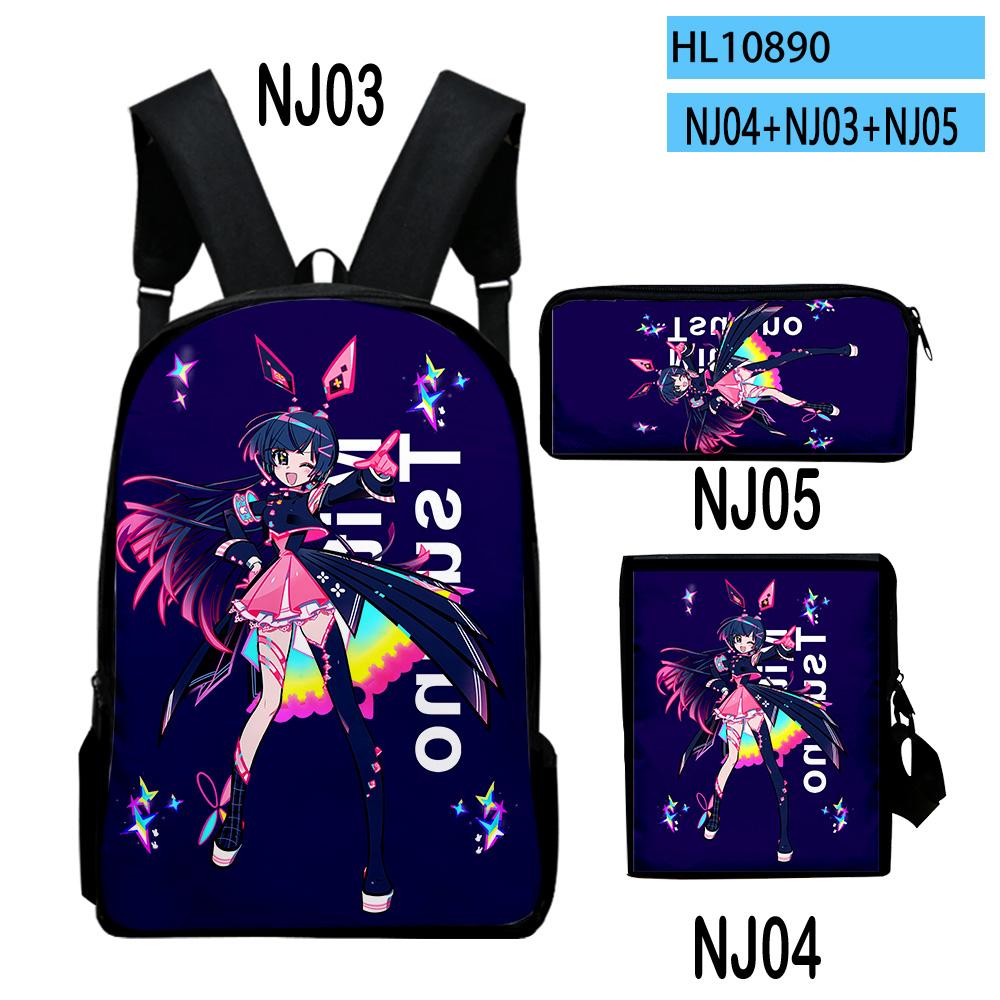 Popular VTuber Tsukino Mito Anime 3D Print 3pcs/Set pupil School Bags Laptop Daypack Backpack Inclined shoulder bag Pencil Case