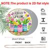 2D Flat Aluminum Hello Spring Door Sign for Front Door, Round Hanging Plaque with Mason Jar & Tulip Flower Design, Rustic Farmhouse Porch Wall Decor