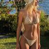 New Sexy Pure Desire Polka Dot Printed Bikini Split Swimsuit European and American Tether Sling Three-point Ins