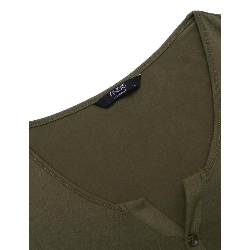 YYFS Women's Fashion Solid Color Print Summer Spring Short Sleeve V-Neck Loose Waistline Casual Dresses