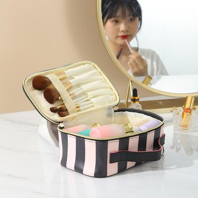 Borsa Cosmetica Portatile in Pelle PU Multifunzione da Viaggio Portaoggetti da Toilette Organizzatore Borsetta Impermeabile Astuccio Trucco da Donna per Donne
