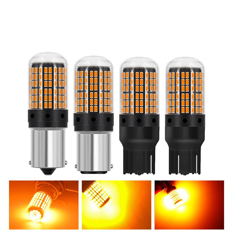 1156 BA15S P21W BAU15S PY21W T20 7440 W21W 1157 P21/5W W21/5W 7443 LED-lampor 3014 144SMD LED CanBus-lampa För blinkerslampa