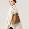 Vintage suede suede surface premium commuter bucket bag, matte cowhide large-capacity portable shoulder tote bag