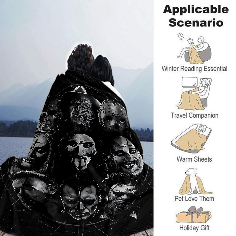 Horror Icons Collage Flannel Blanket Super Soft Warm Cozy Blanket For Sofa Bed Office Travel Allseason Home Decor Gift