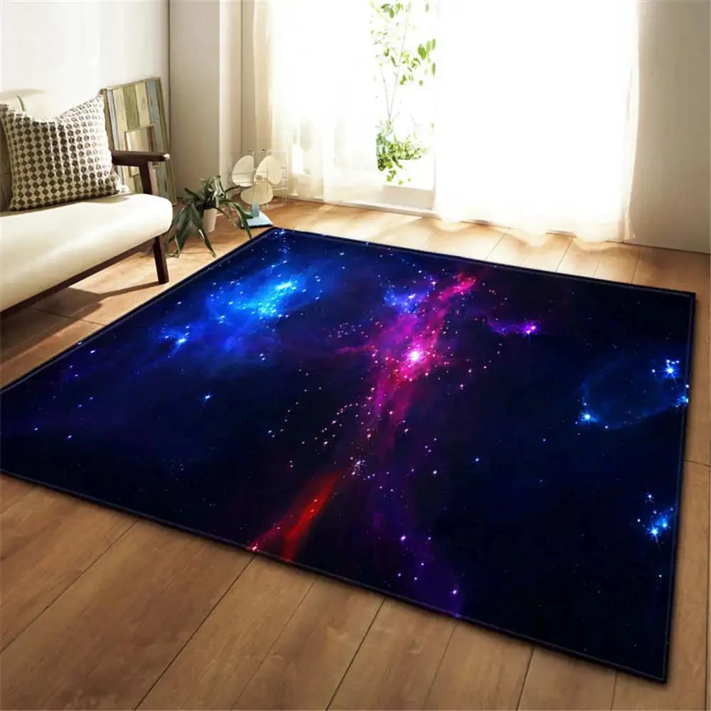 Universe Planet Living Room Rug Hallway Carpets Boys Kids Play Nebula Galaxy Bedroom Bedside Rug Kitchen Bathroom Floor Mat