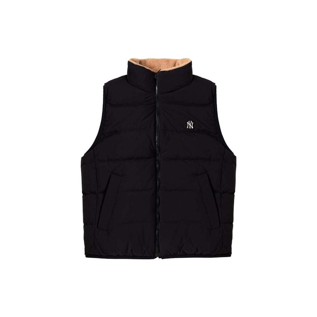 MLB New York Yankees Einfarbige Wendbare Stehkragen Reißverschluss Warme Winddichte Daunenweste Unisex Weste Schwarz 3ADVB0326-50BKS L
