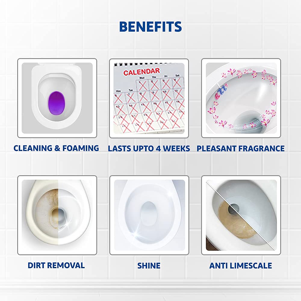 Harpic Power Fresh 6 Toilet Rim Block, Floral Delight - 35 G