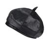 British Style Octagonal Hat Solid Color Painter Hat Retro PU Leather Beret  Streetwear