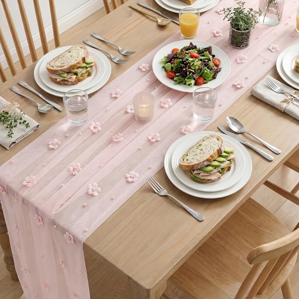 Romantic Tulle Table Runner Semi-Transparent Wedding Table Runner Gauze Tablecloth Birthday Party