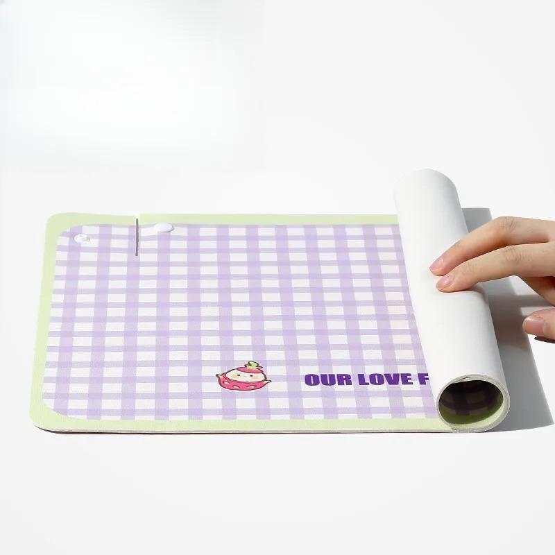 PU Leather Pet Anti Spill Placemat Waterproof Oil Resistant Cat Bowl Mat INS Pet Feeding Mat Pet Food Feeding Pad
