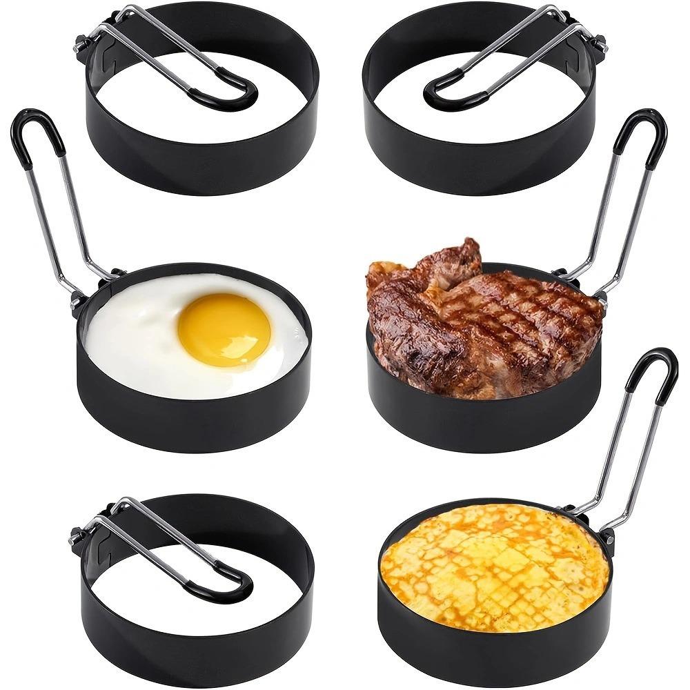 6pcs Round Fried Egg Rings Nonstick Pancake Mold Household Hamburger Patties Mold  Frying Pan