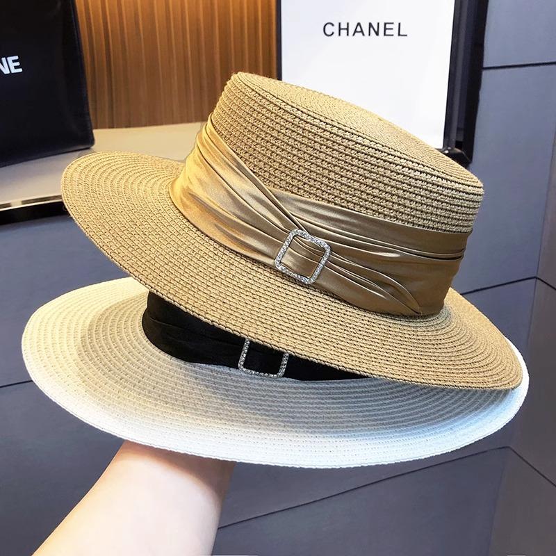 Seaside Outing Beach Hat Children 2025 New Summer Sunscreen Sun Hat Celebrity Style Advanced Sense Flat Top Straw Hat