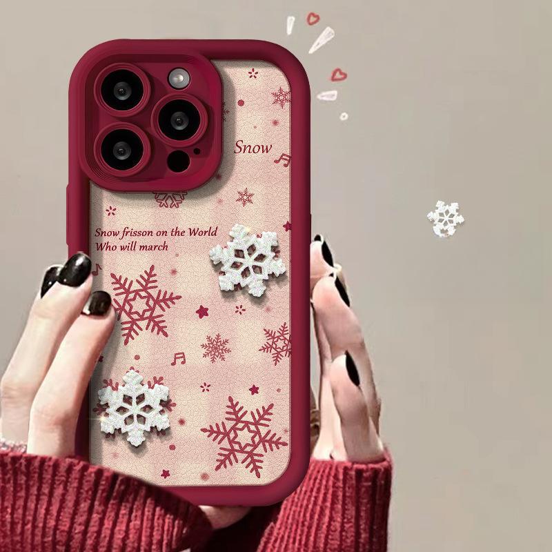 Použitelné pro pouzdro na mobilní telefon Apple 15plus Iphone14/13promax Sněhová vločka Panenka 11/12 Silikonová jehněčí kůže