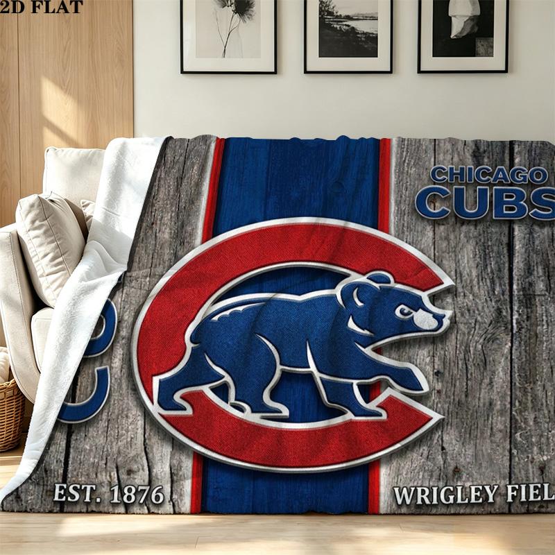 Chicago Cubs Print Flannel Blanket High Quality Warm Comfortable Cover for All Seasons Perfect for Gifts Home Decor