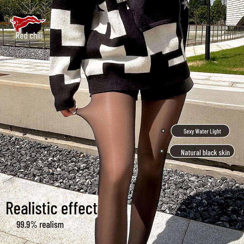 Red Pepper High Waist Black Sheer Leggings - Autumn/Winter Abdomen and Hip Shaping Bottoming Tights