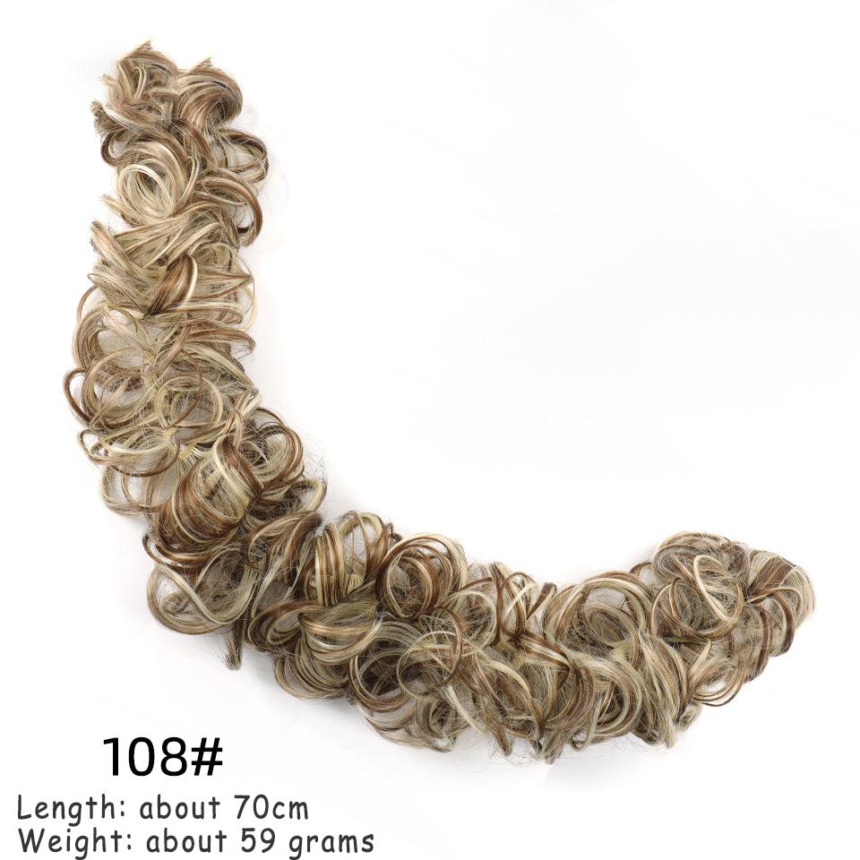 

WTB Synthetic Wig Female Curly Hair Bun Wig Female Caterpillar Winding Curly Hair Bun Natural Hair Curler Curly Hair Bun Wig 70CM